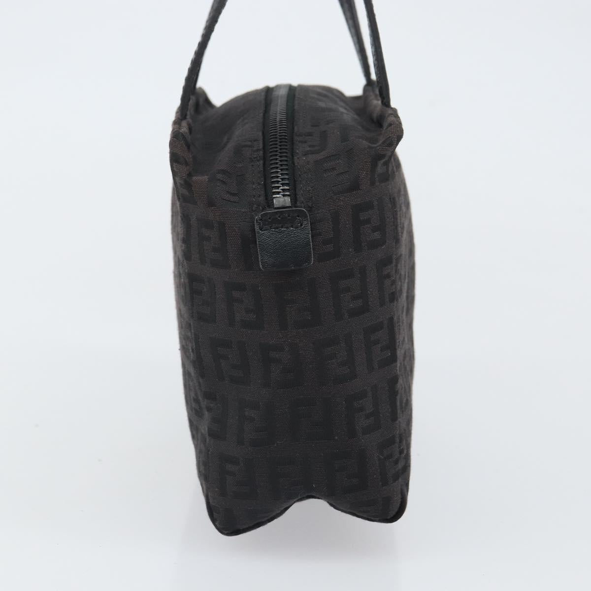 FENDI Zucchino Canvas Hand Bag Black Auth 163943
