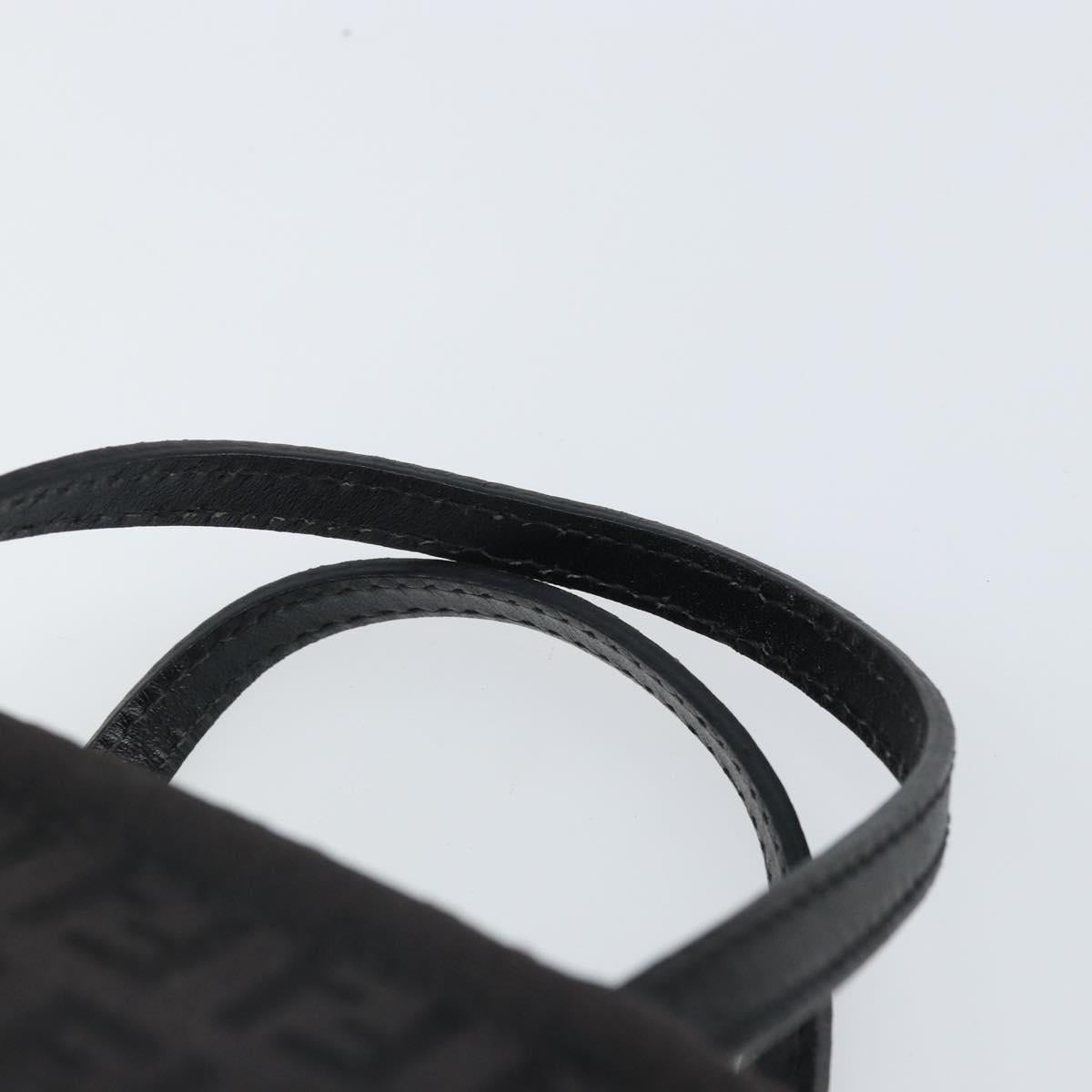 FENDI Zucchino Canvas Hand Bag Black Auth 163943