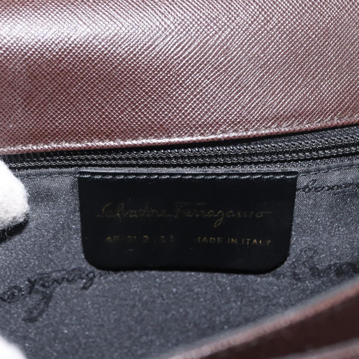 Salvatore Ferragamo Gancini Hand Bag Leather 2way Brown Gold Auth 163945