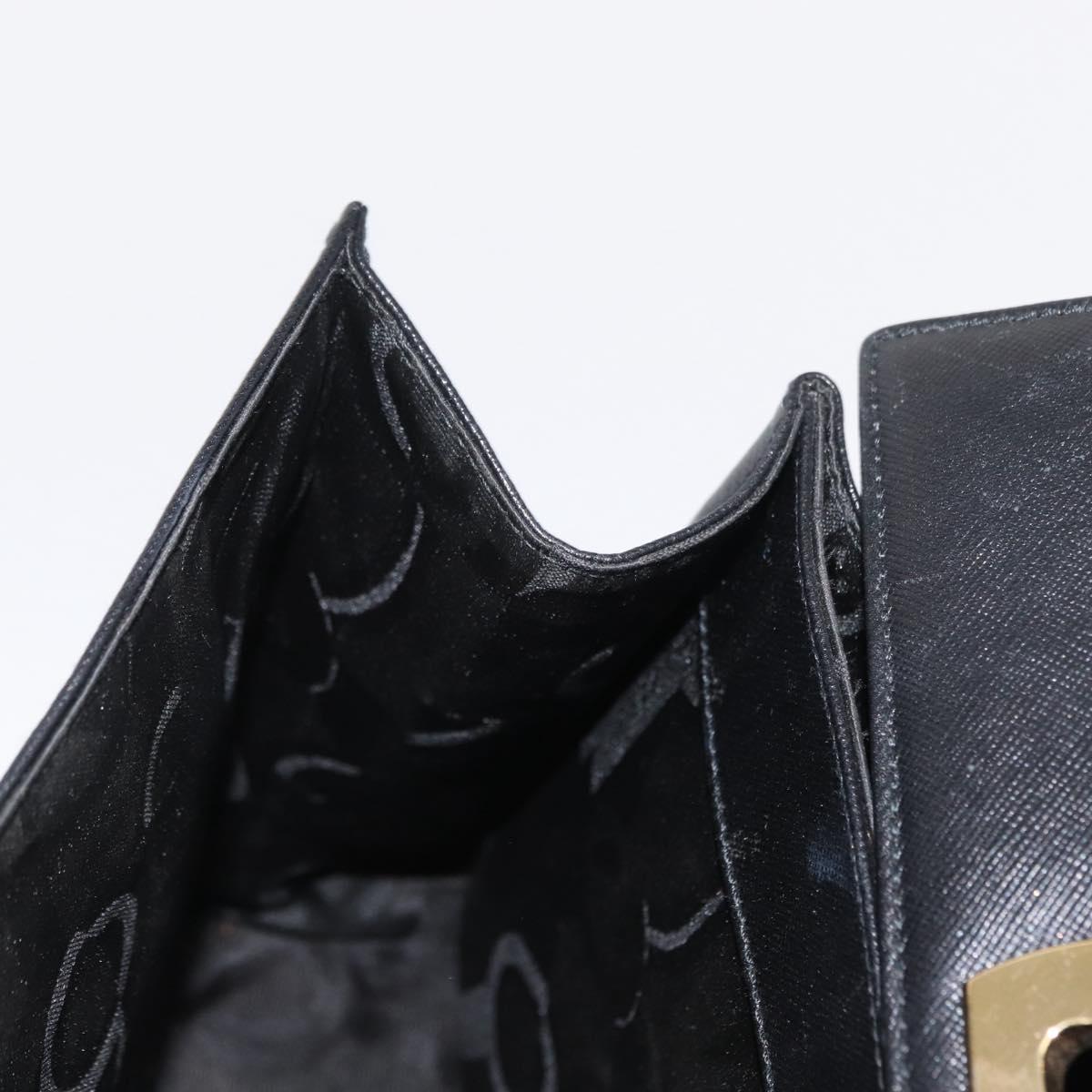 Salvatore Ferragamo Gancini Hand Bag Leather Black Gold Auth 163946