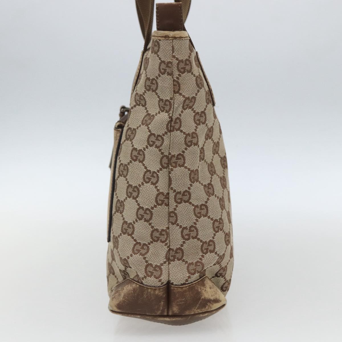 GUCCI GG Canvas Tote Bag Beige Silver 28893 Auth 163948