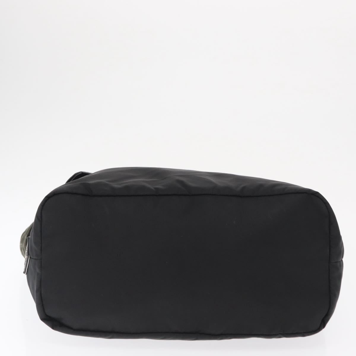 PRADA Hand Bag Nylon 2way Khaki Silver Auth 163952