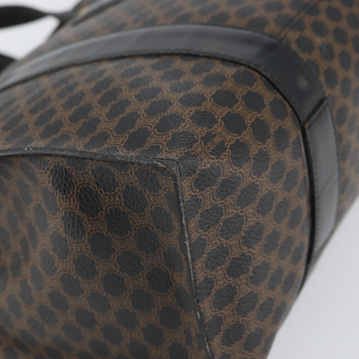 CELINE Macadam Canvas Tote Bag PVC Leather Black Gold Auth 163955