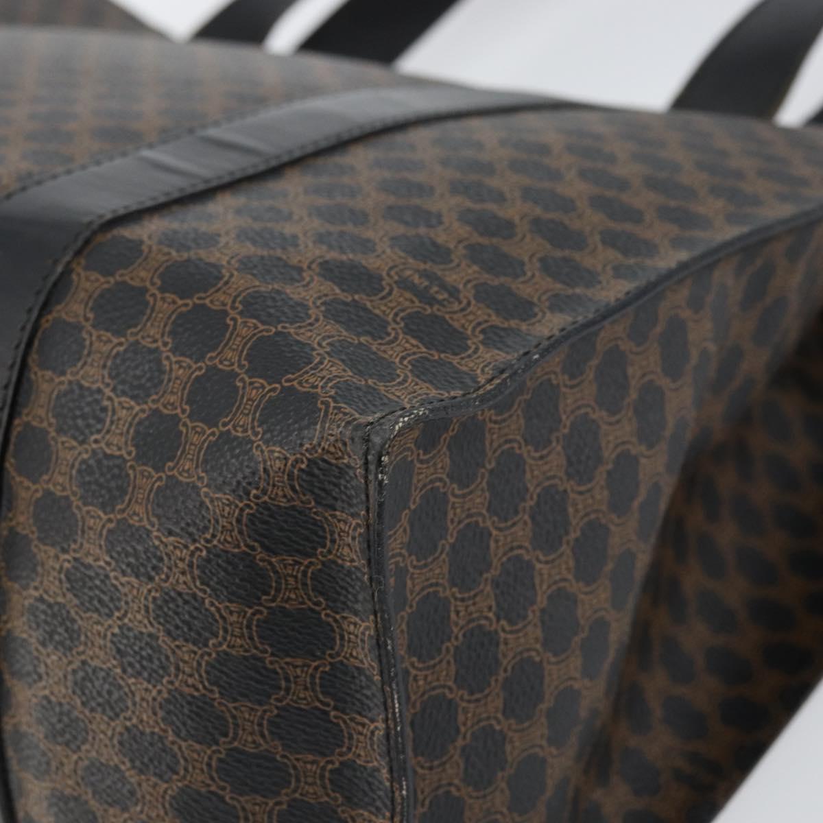 CELINE Macadam Canvas Tote Bag PVC Leather Black Gold Auth 163955