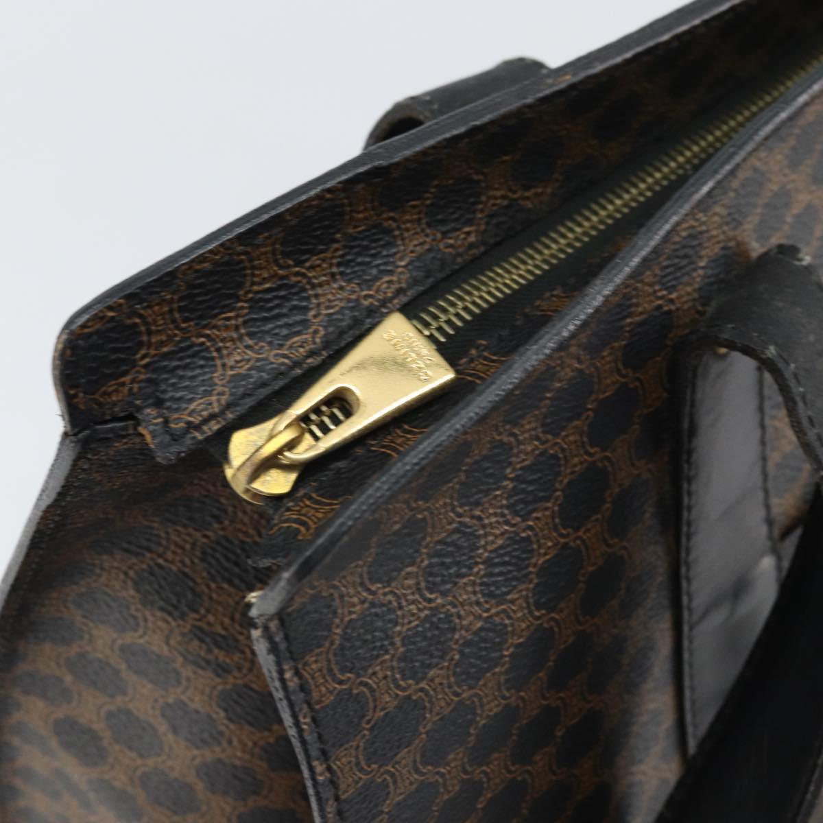 CELINE Macadam Canvas Tote Bag PVC Leather Black Gold Auth 163955