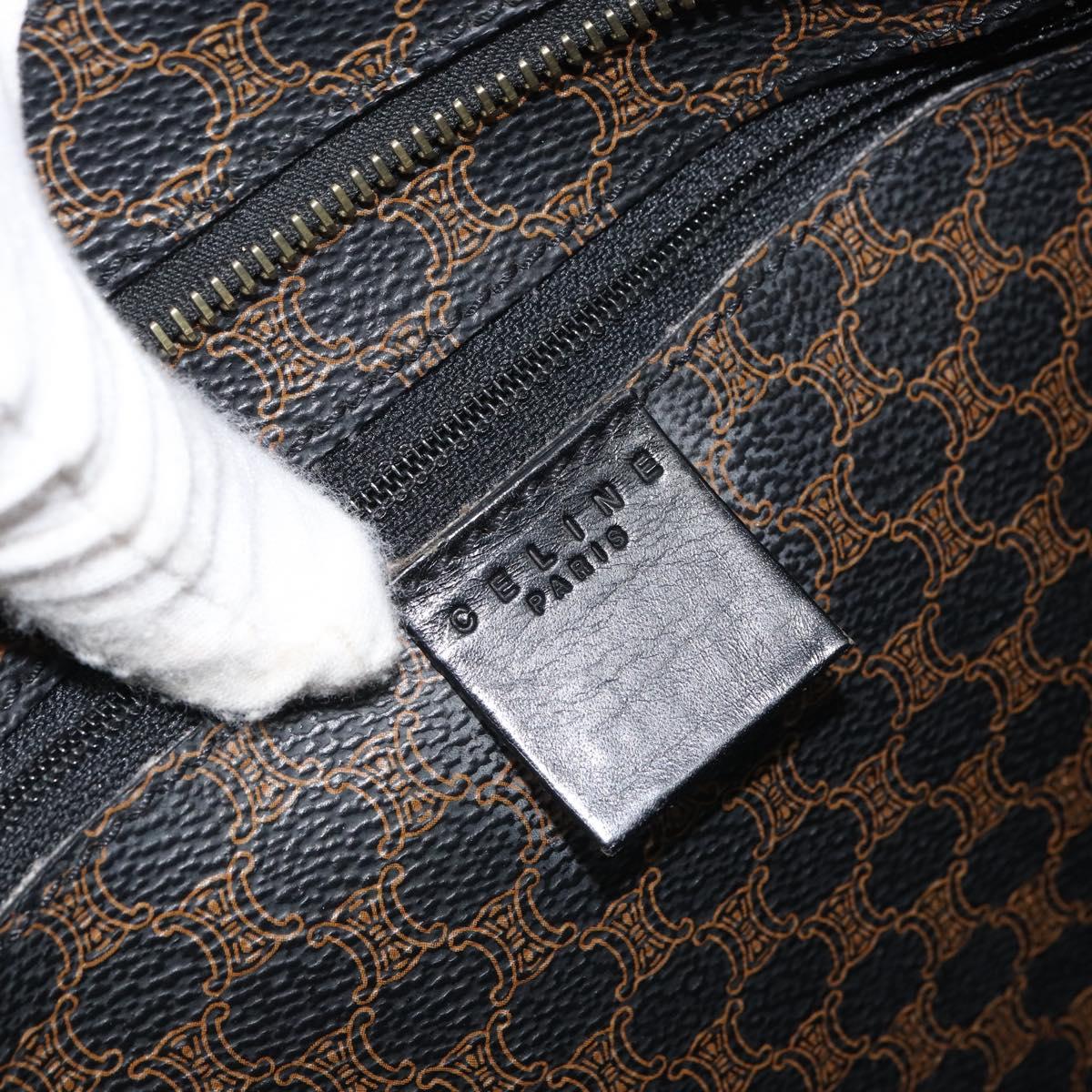 CELINE Macadam Canvas Tote Bag PVC Leather Black Gold Auth 163955