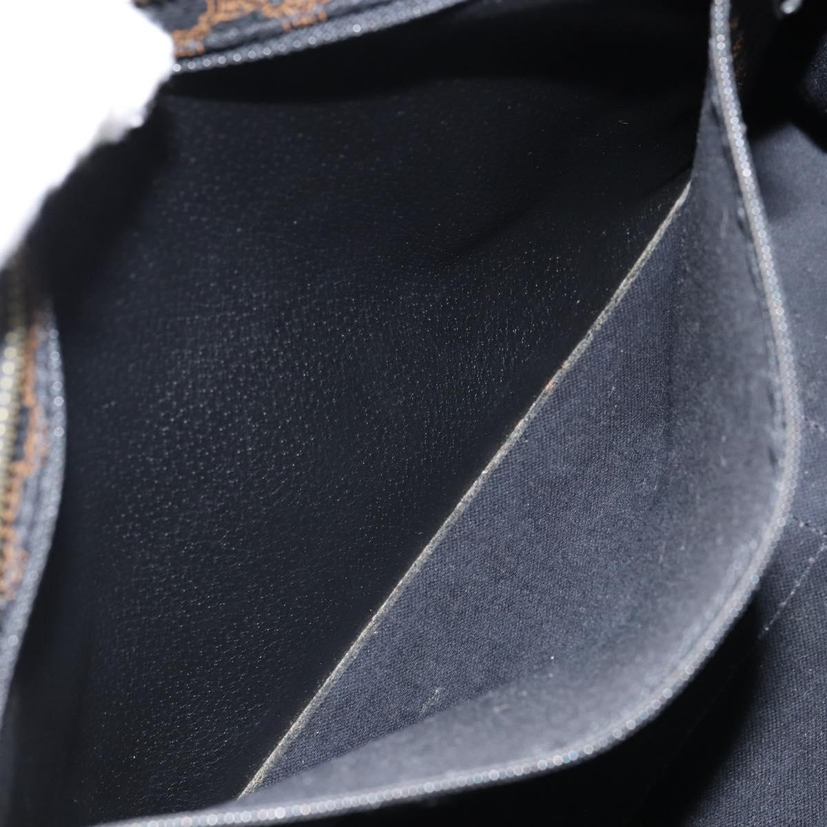 CELINE Macadam Canvas Tote Bag PVC Leather Black Gold Auth 163955