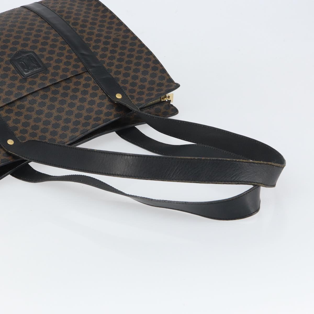 CELINE Macadam Canvas Tote Bag PVC Leather Black Gold Auth 163955