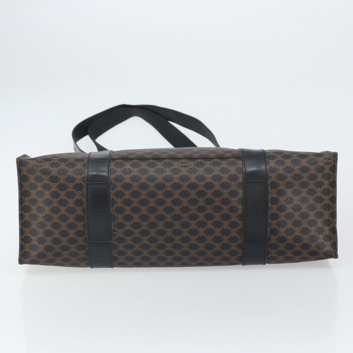CELINE Macadam Canvas Tote Bag PVC Leather Black Gold Auth 163955