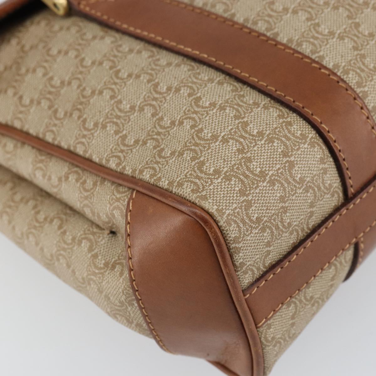 CELINE Macadam Canvas Shoulder Bag PVC Beige Gold Auth 163956
