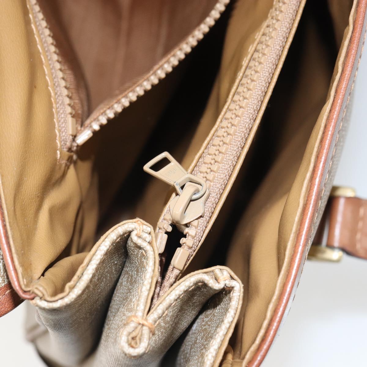 CELINE Macadam Canvas Shoulder Bag PVC Beige Gold Auth 163956