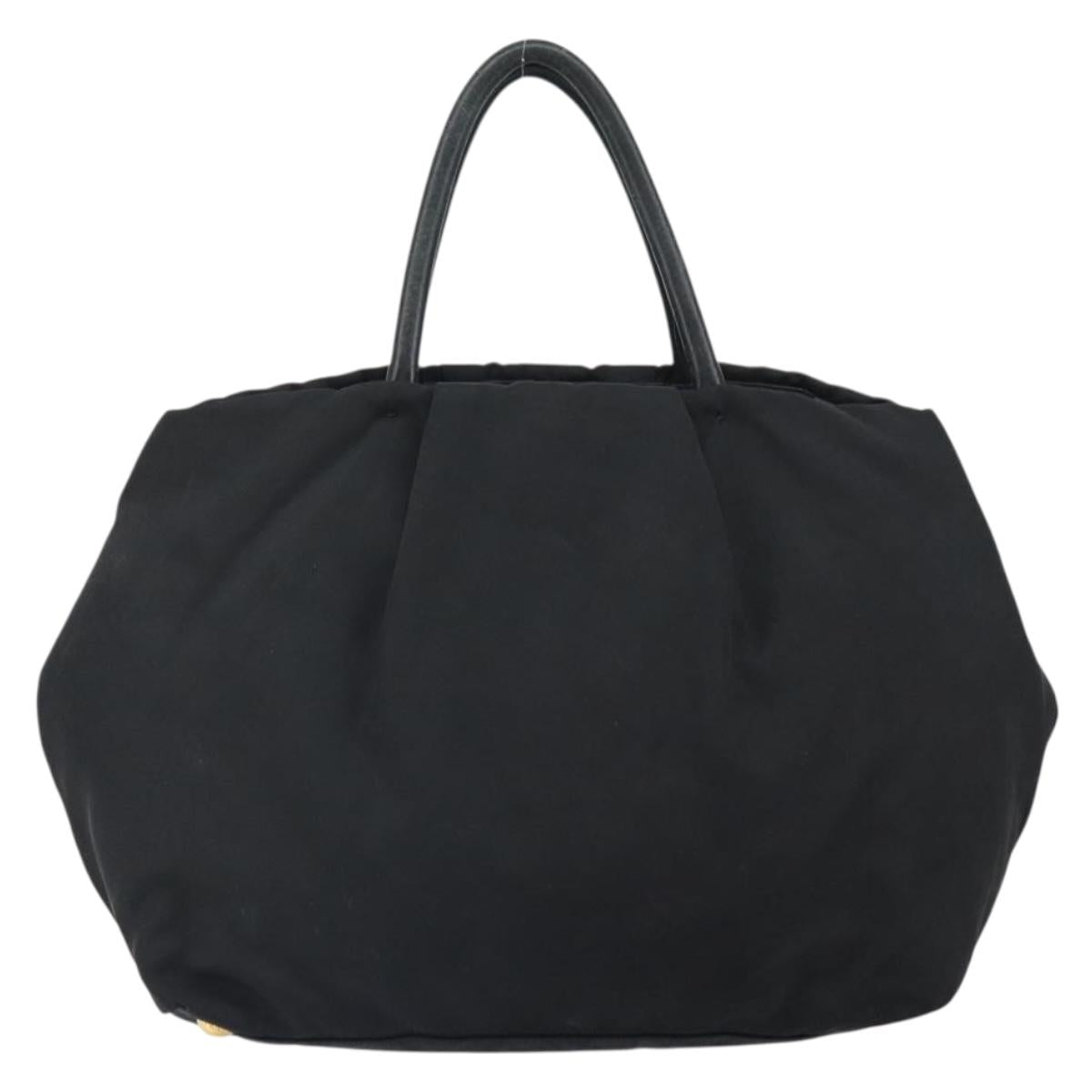 PRADA Hand Bag Nylon Black Gold Auth 163957