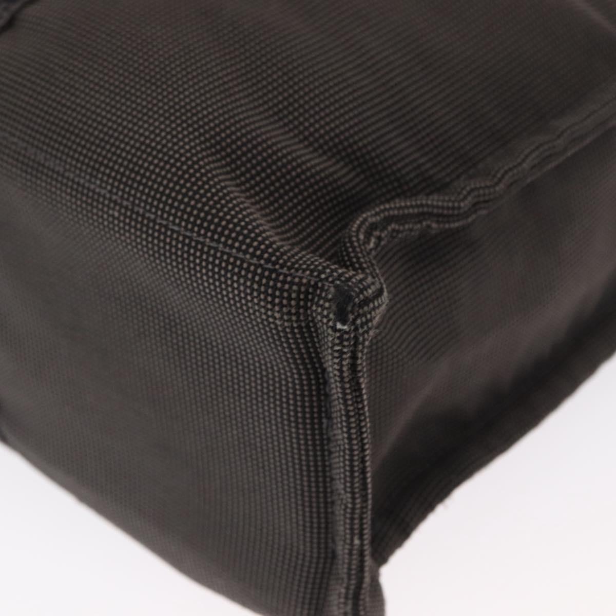 HERMES Her Line MM Hand Bag Canvas Gray Silver Auth 163958