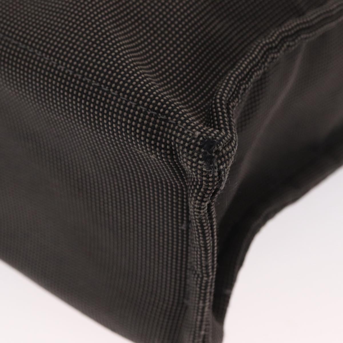 HERMES Her Line MM Hand Bag Canvas Gray Silver Auth 163958