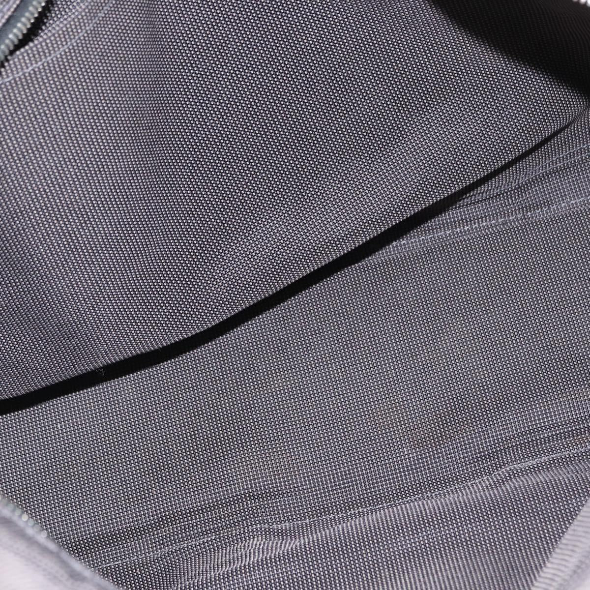 HERMES Her Line MM Hand Bag Canvas Gray Silver Auth 163958