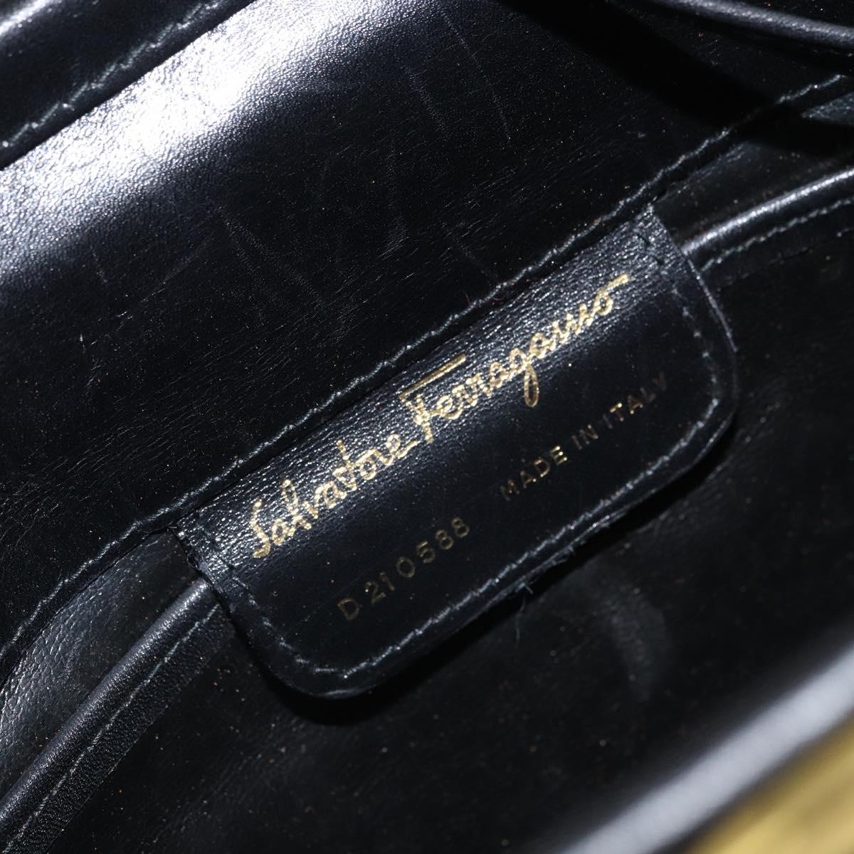 Salvatore Ferragamo Shoulder Bag Leather Black Gold Auth 163963