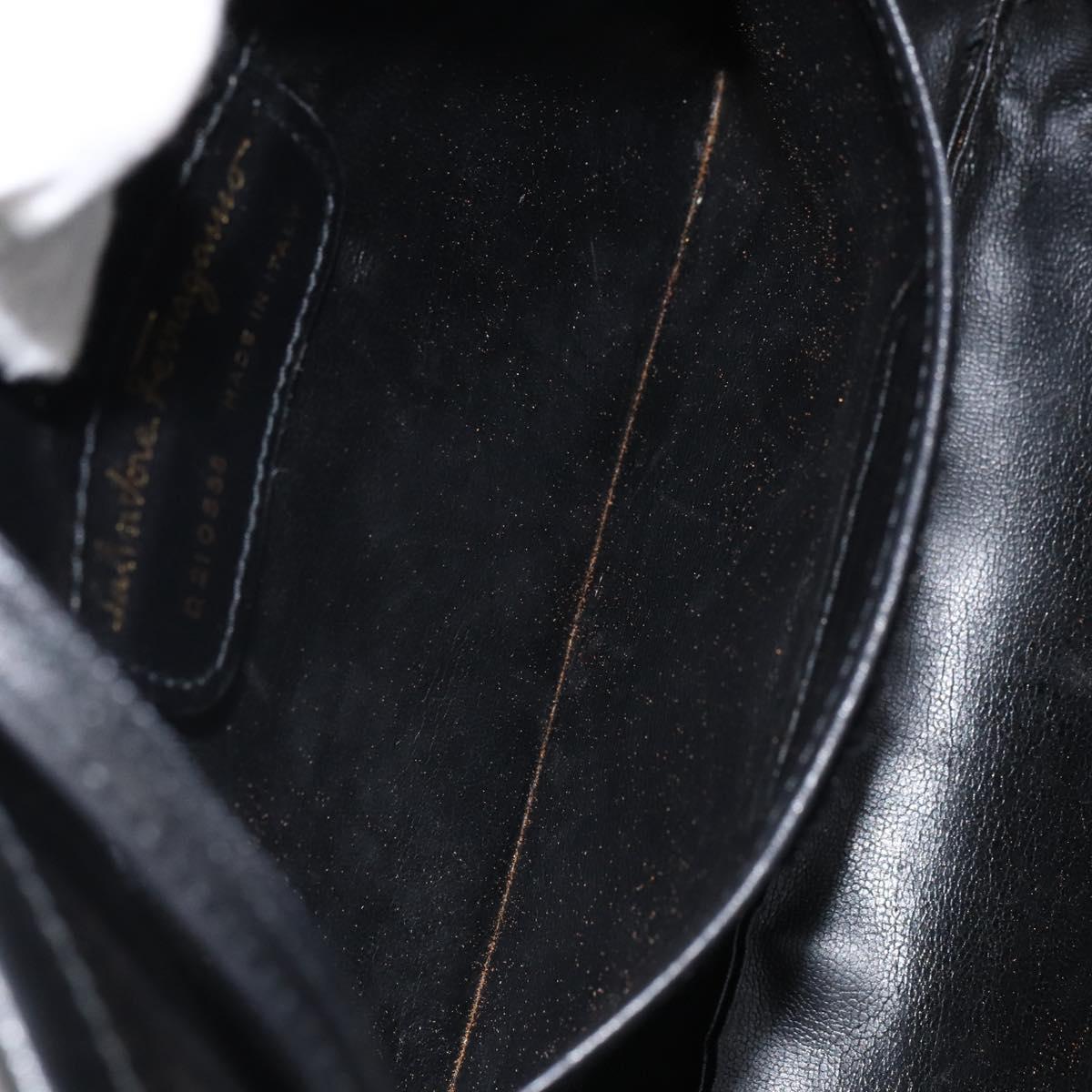 Salvatore Ferragamo Shoulder Bag Leather Black Gold Auth 163963