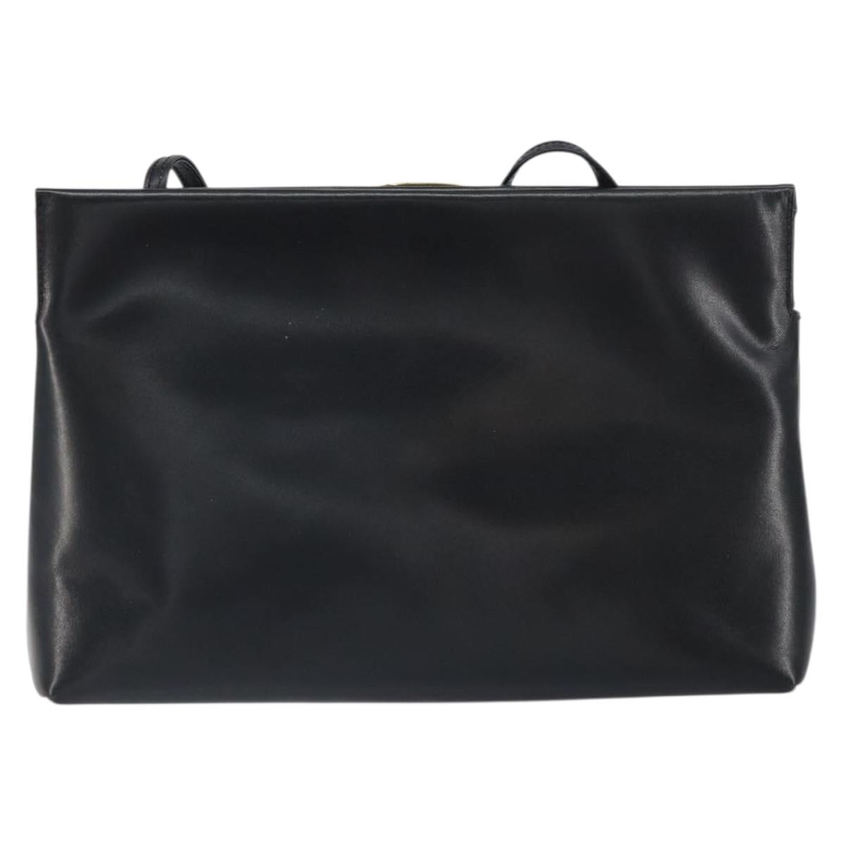 Salvatore Ferragamo Shoulder Bag Leather Black Gold Auth 163963
