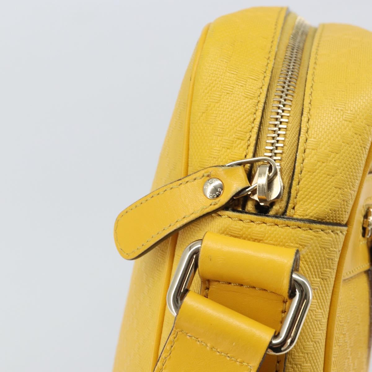 GUCCI Diamante Shoulder Bag Leather Yellow Gold 201448 Auth 163973