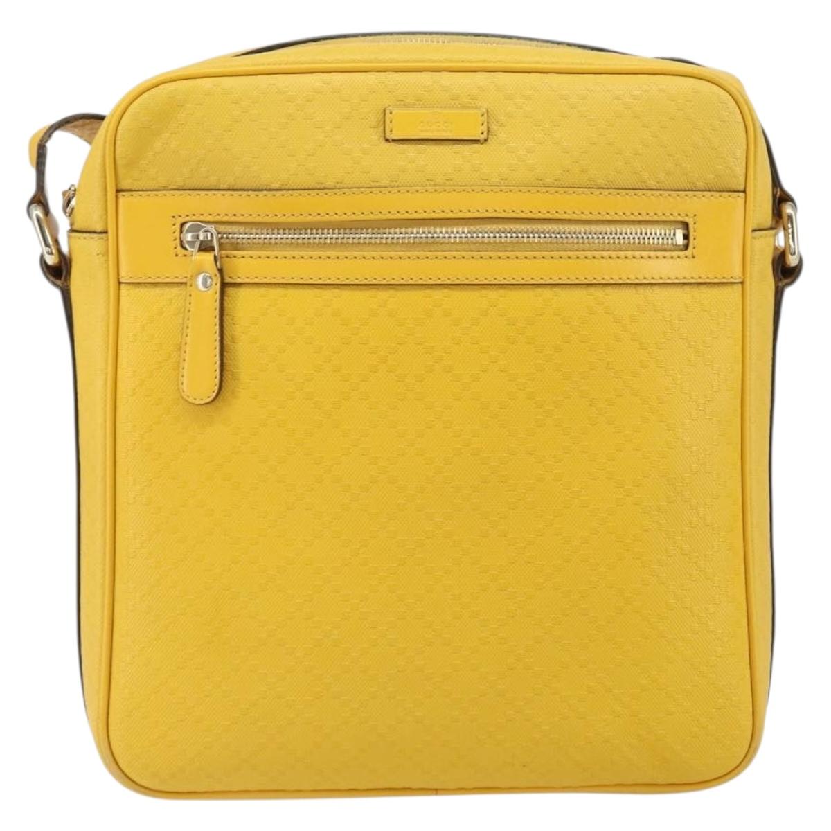 GUCCI Diamante Shoulder Bag Leather Yellow Gold 201448 Auth 163973