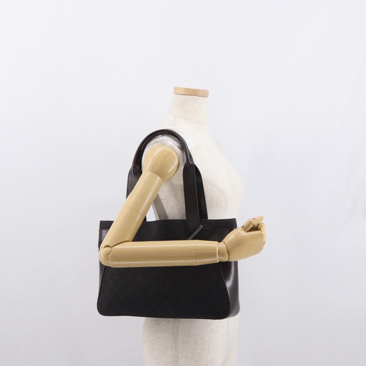 GUCCI GG Canvas Tote Bag Brown Silver 73983 Auth 163974