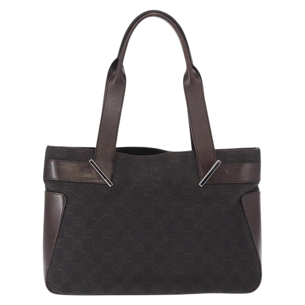 GUCCI GG Canvas Tote Bag Brown Silver 73983 Auth 163974