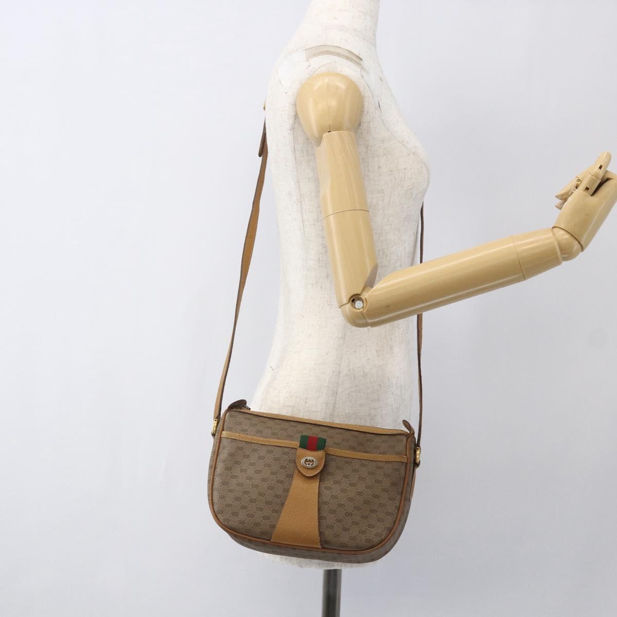 GUCCI Micro GG Supreme Web Sherry Line Bag PVC Beige Gold 89 02 032 Auth 163977