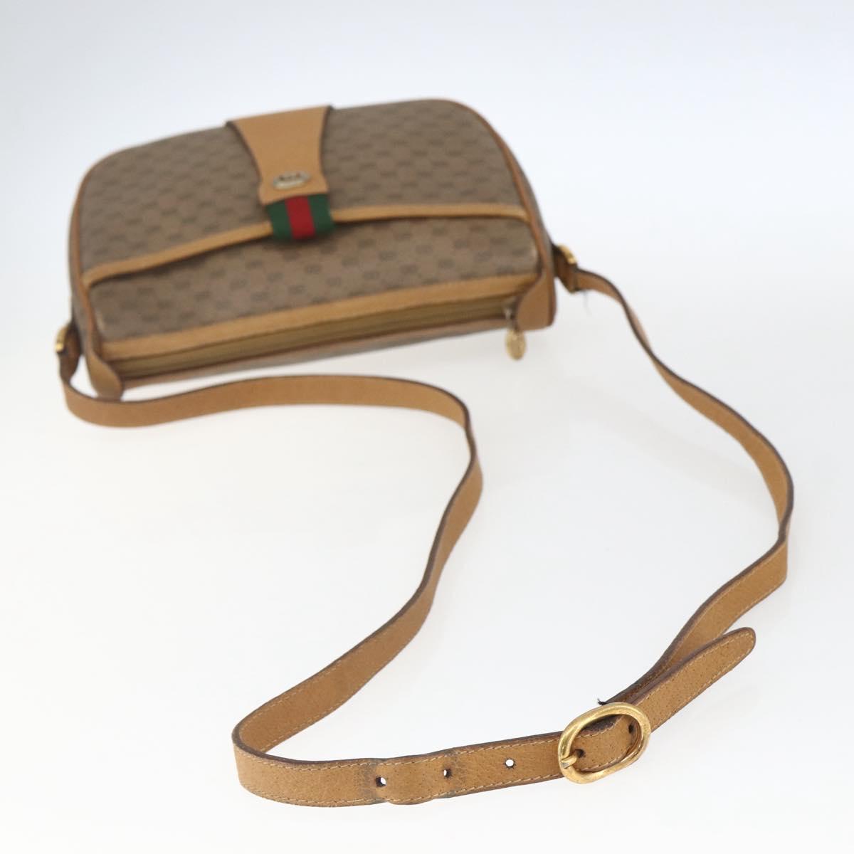 GUCCI Micro GG Supreme Web Sherry Line Bag PVC Beige Gold 89 02 032 Auth 163977
