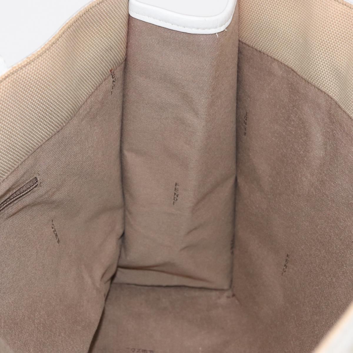FENDI Zucca Canvas Tote Bag White Gold Auth 163978