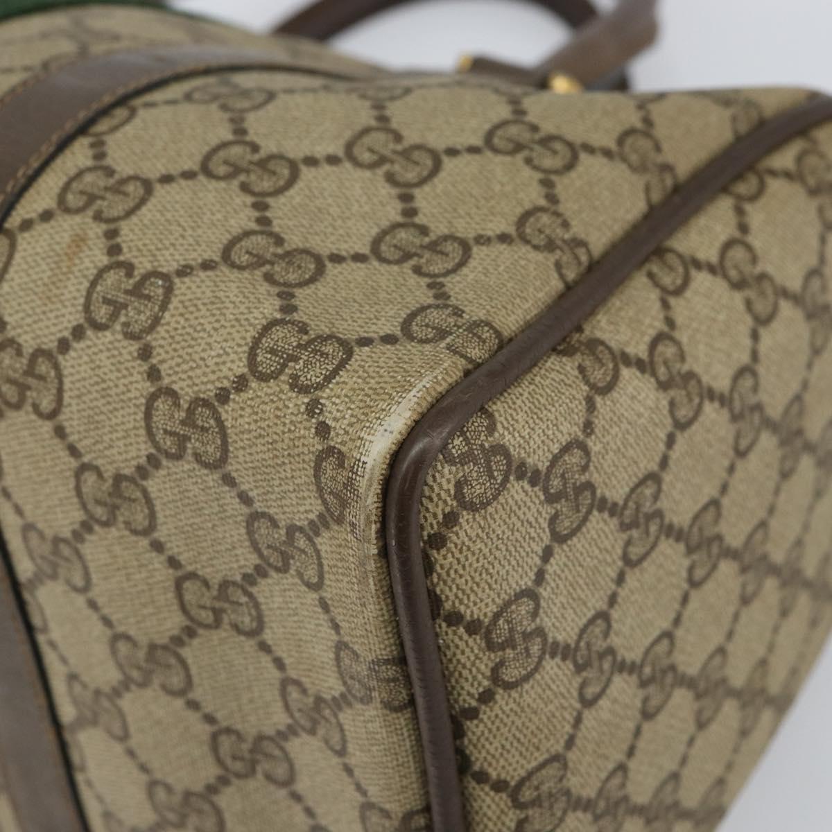 GUCCI GG Supreme Web Sherry Line Hand Bag PVC Beige Gold 39 02 007 Auth 163983