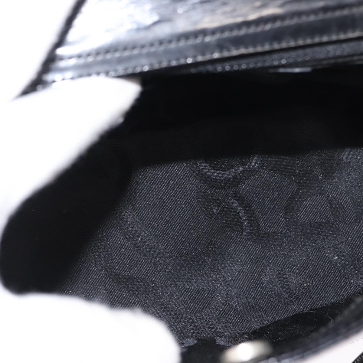 Salvatore Ferragamo Hand Bag Patent leather Black Silver Auth 163984