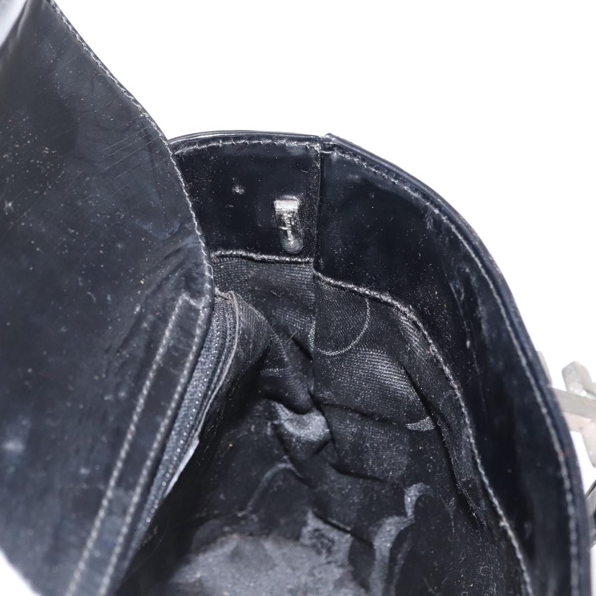 Salvatore Ferragamo Hand Bag Patent leather Black Silver Auth 163984