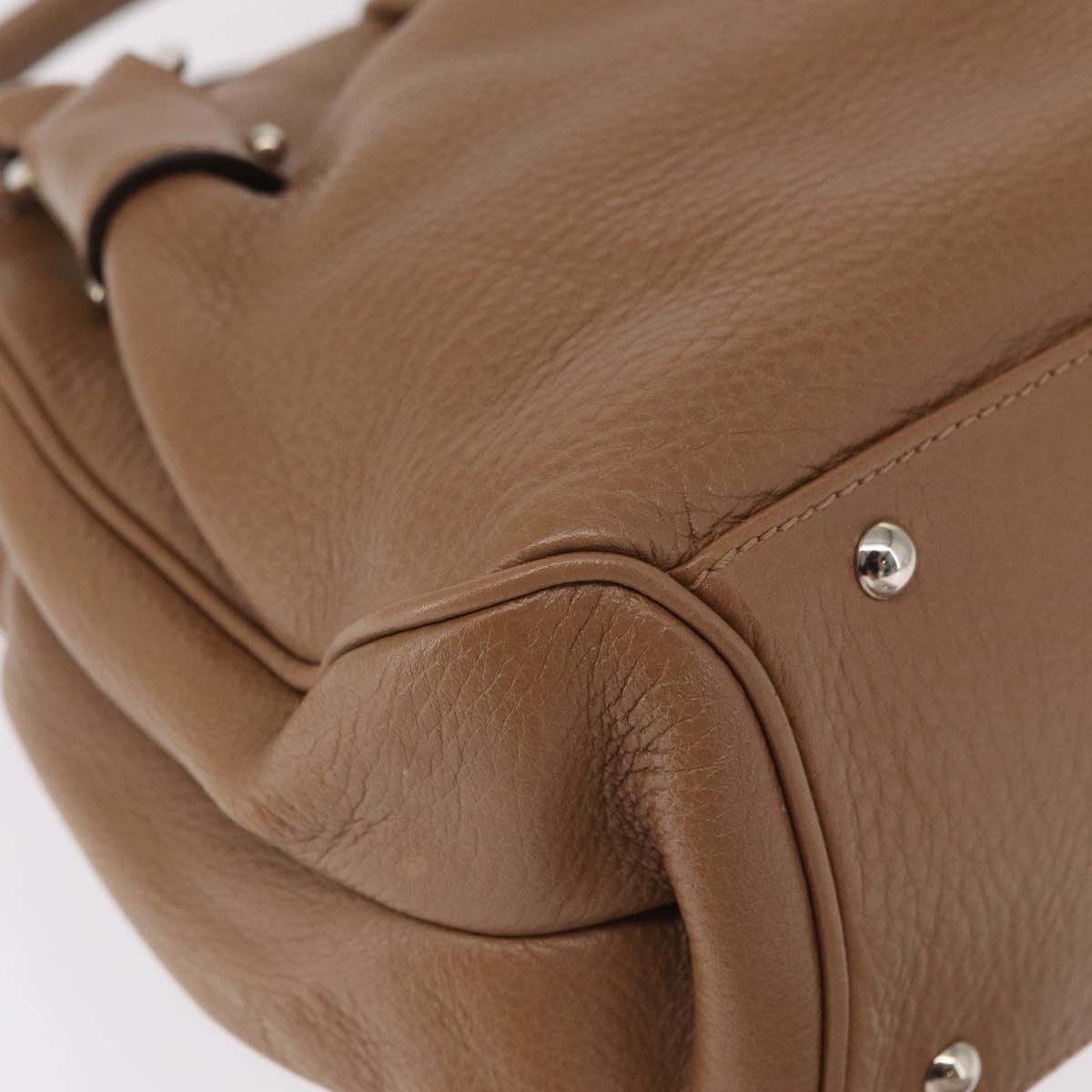 Salvatore Ferragamo Gancini Hand Bag Leather Brown Gold Auth 163989