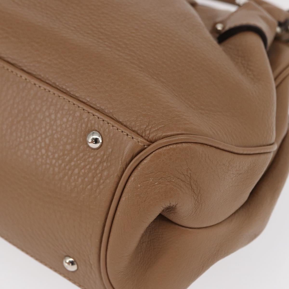 Salvatore Ferragamo Gancini Hand Bag Leather Brown Gold Auth 163989