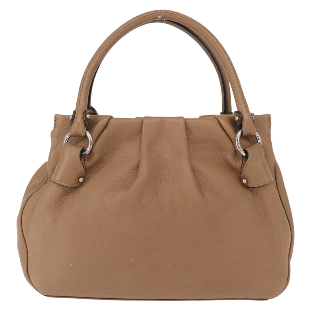 Salvatore Ferragamo Gancini Hand Bag Leather Brown Gold Auth 163989