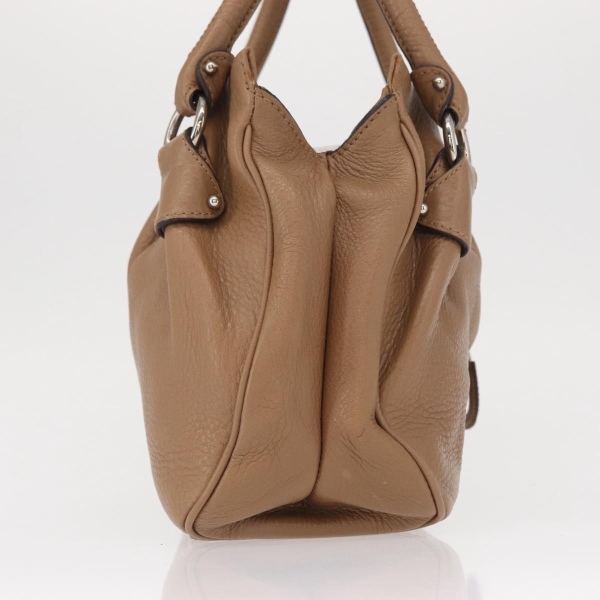 Salvatore Ferragamo Gancini Hand Bag Leather Brown Gold Auth 163989