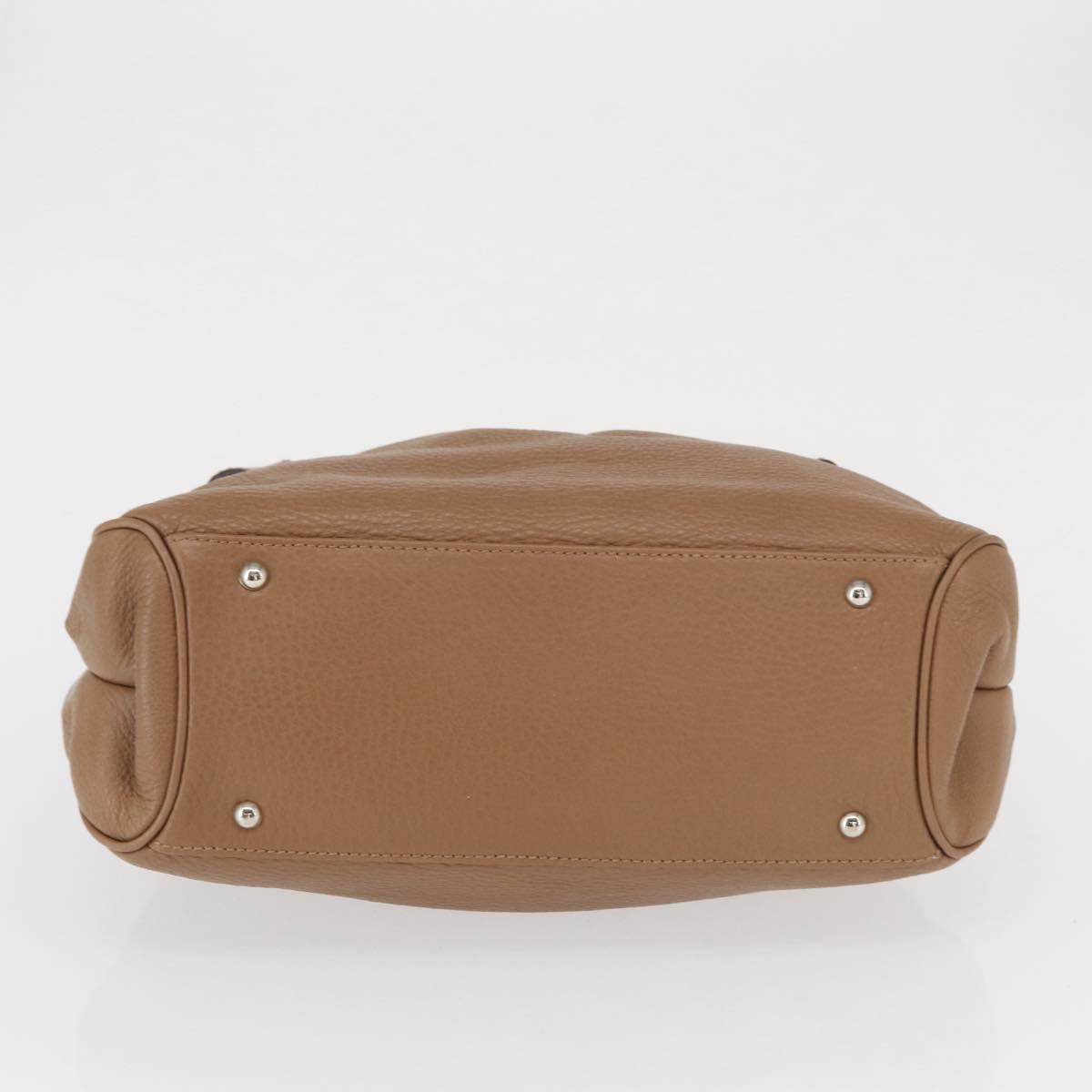 Salvatore Ferragamo Gancini Hand Bag Leather Brown Gold Auth 163989
