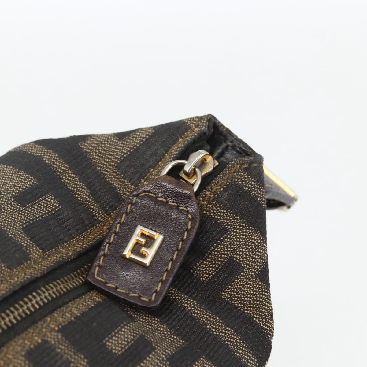 FENDI Zucca Canvas Pouch Black Brown Auth 163994