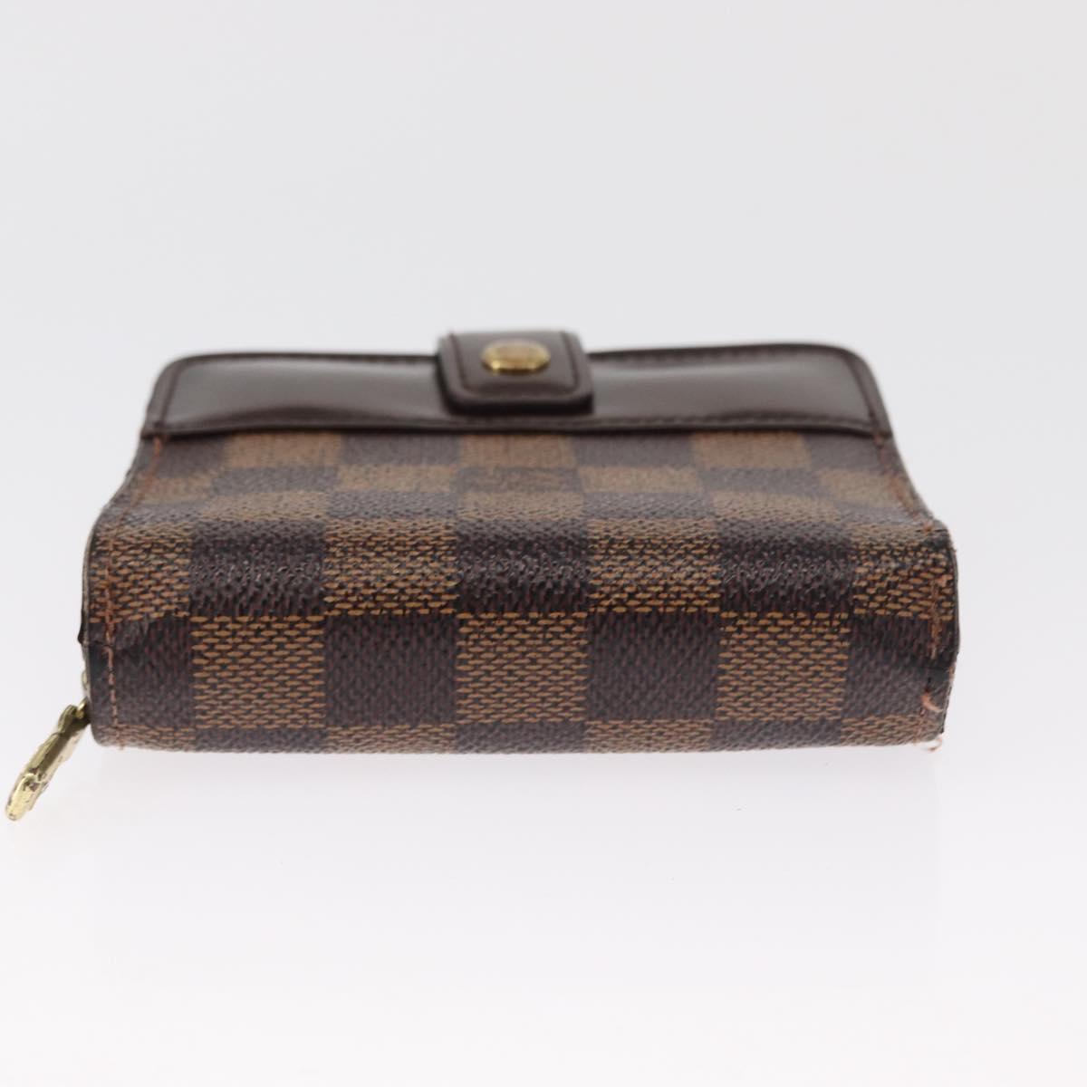 LOUIS VUITTON Damier Ebene Compact Zip Wallet N61668 LV Auth 163998