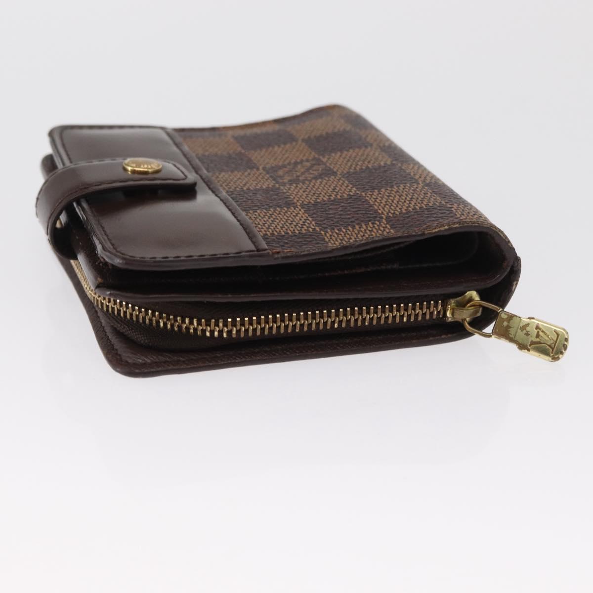 LOUIS VUITTON Damier Ebene Compact Zip Wallet N61668 LV Auth 163998