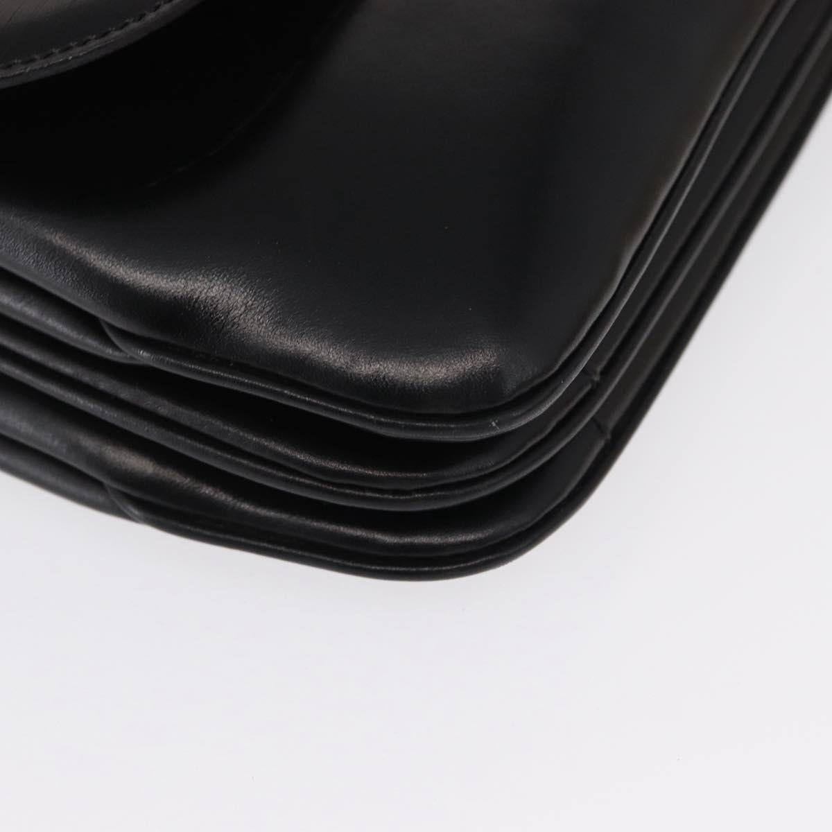 CELINE Shoulder Bag Leather Black Gold Auth 164016