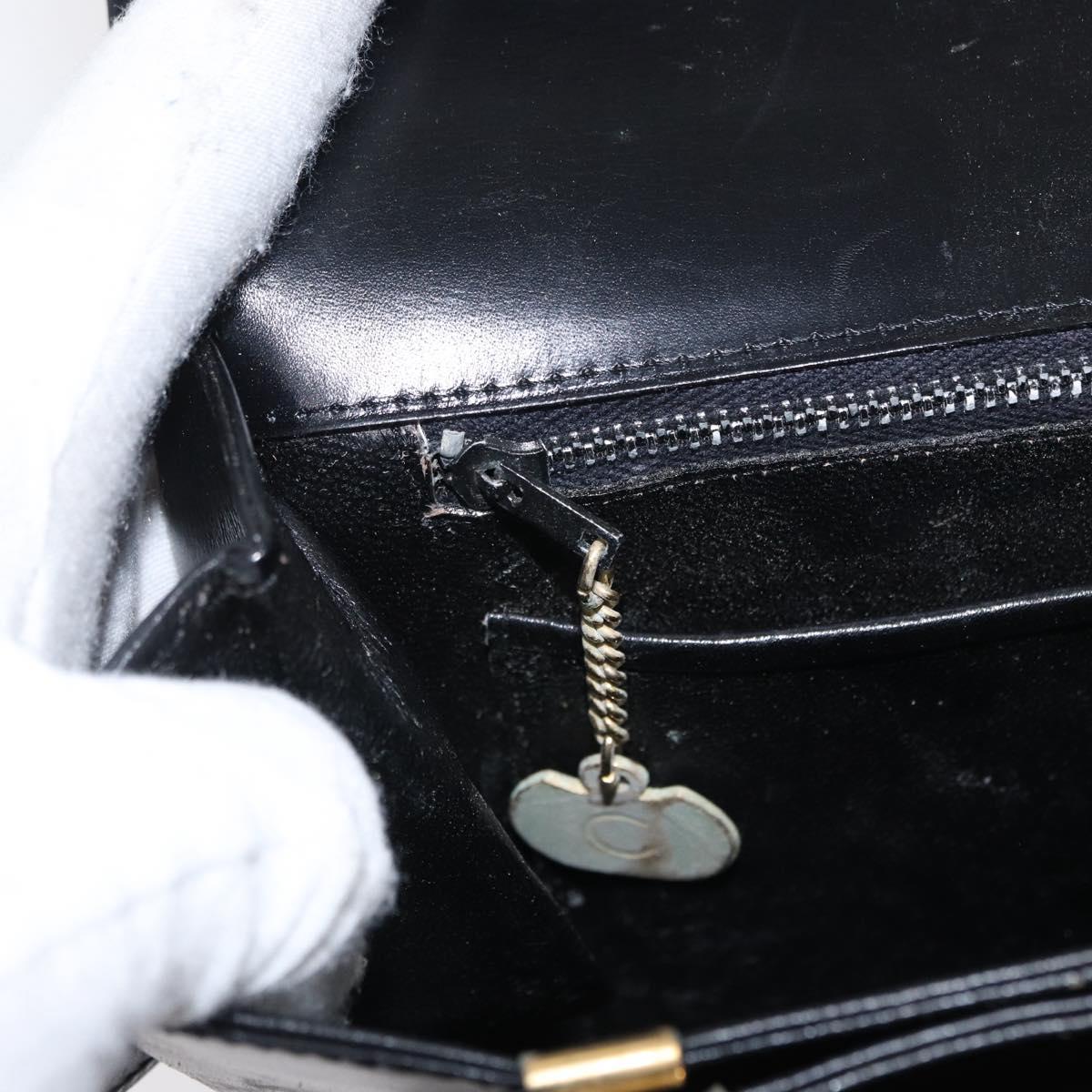 CELINE Shoulder Bag Leather Black Gold Auth 164016