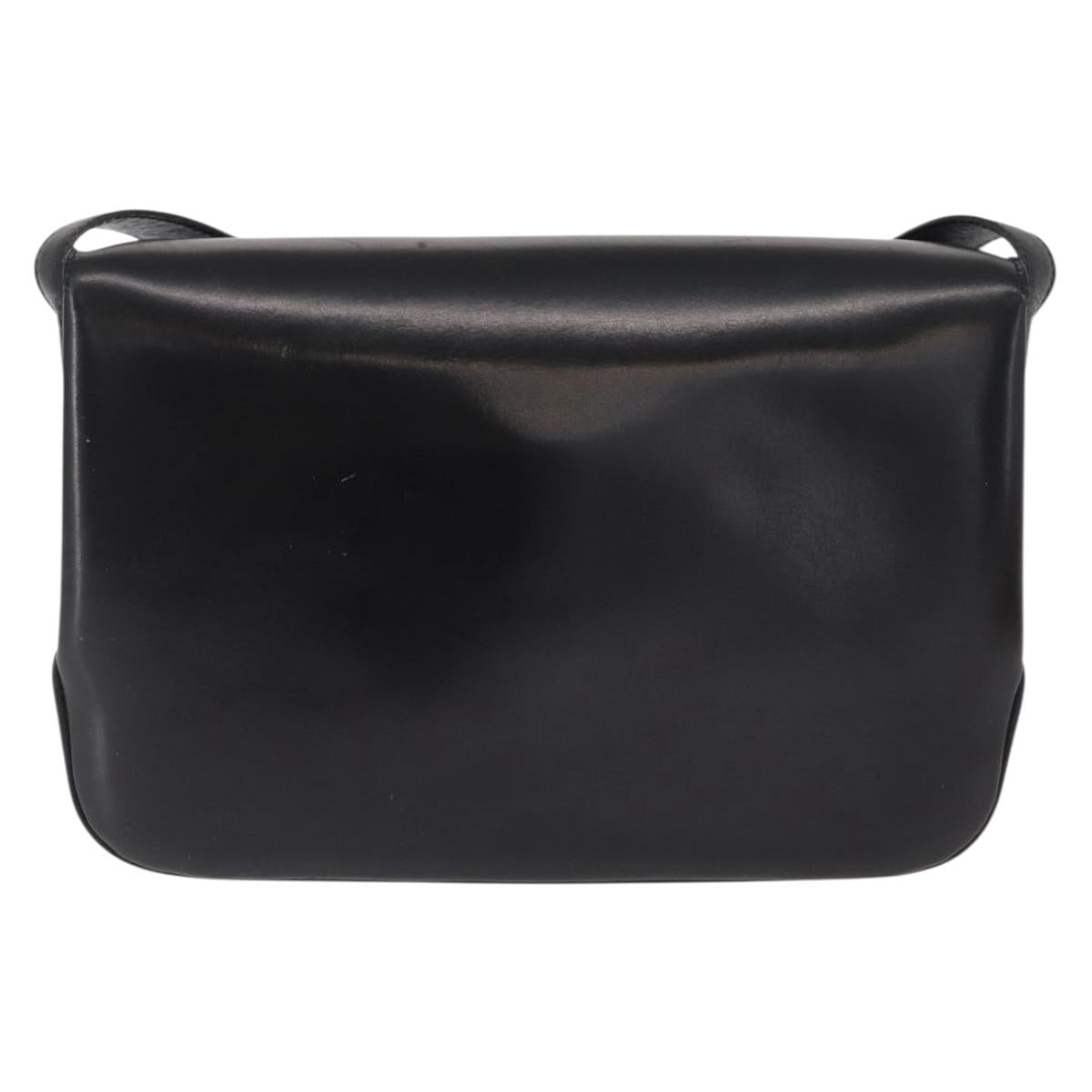 CELINE Shoulder Bag Leather Black Gold Auth 164016