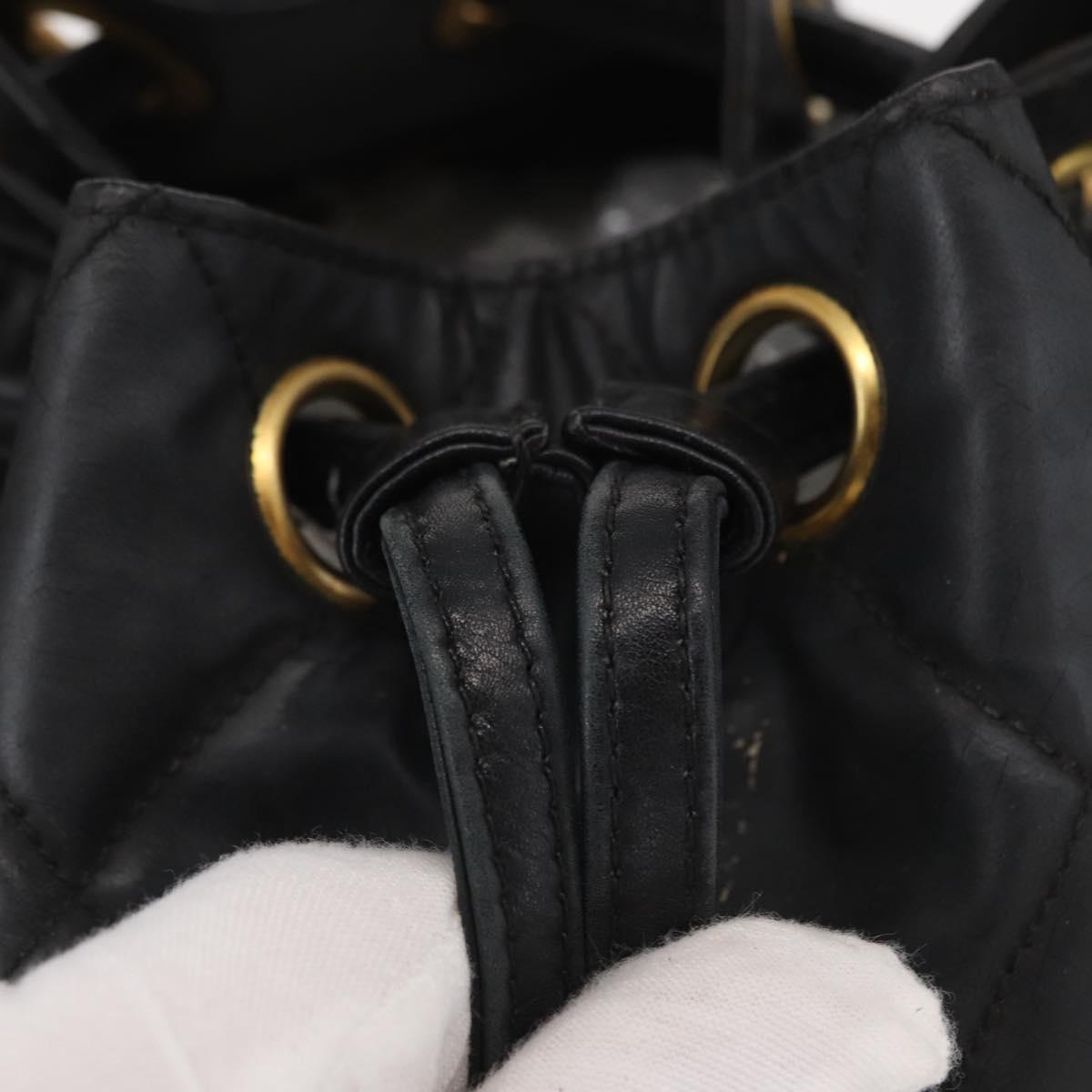 CHANEL Chain Shoulder Bag Patent leather Black Gold CC Auth 164017