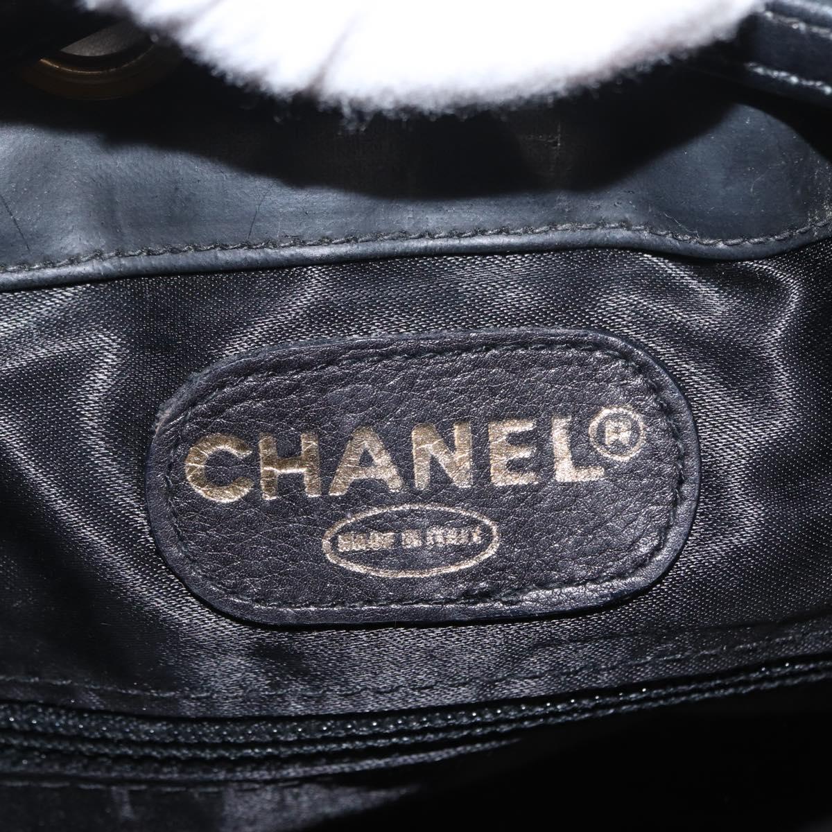 CHANEL Chain Shoulder Bag Patent leather Black Gold CC Auth 164017