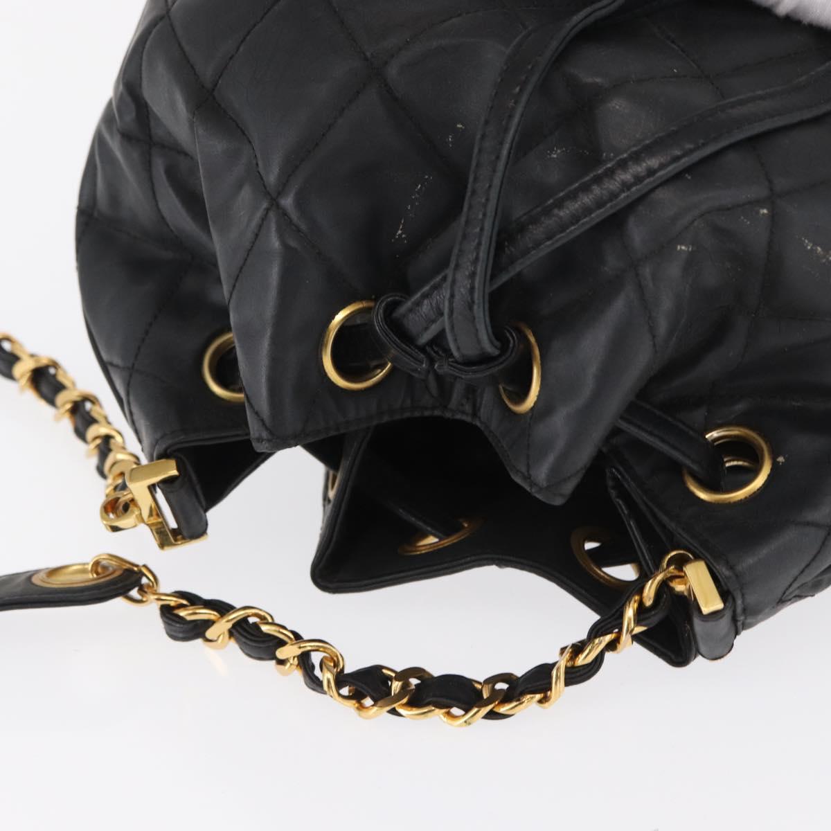 CHANEL Chain Shoulder Bag Patent leather Black Gold CC Auth 164017