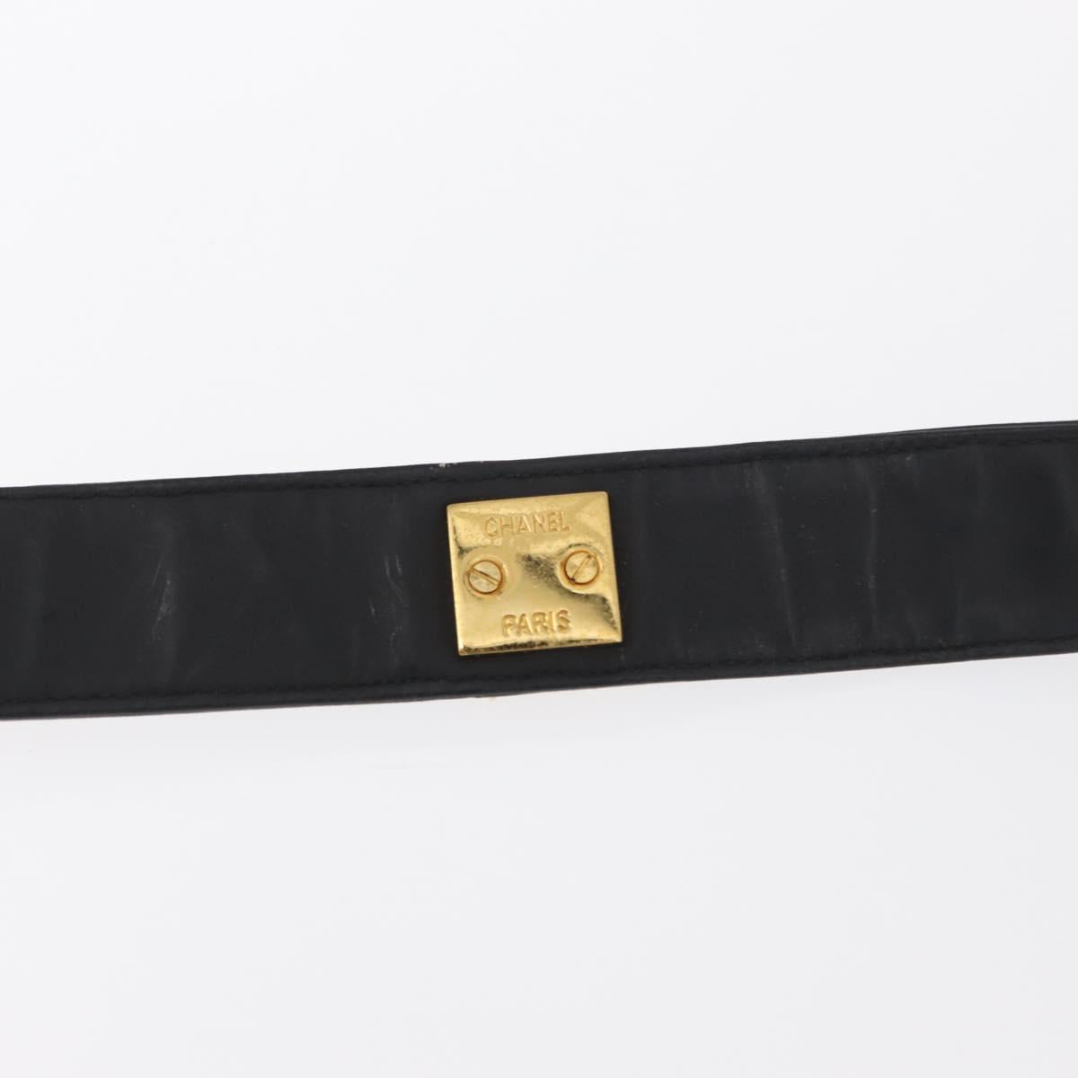 CHANEL Chain Shoulder Bag Patent leather Black Gold CC Auth 164017