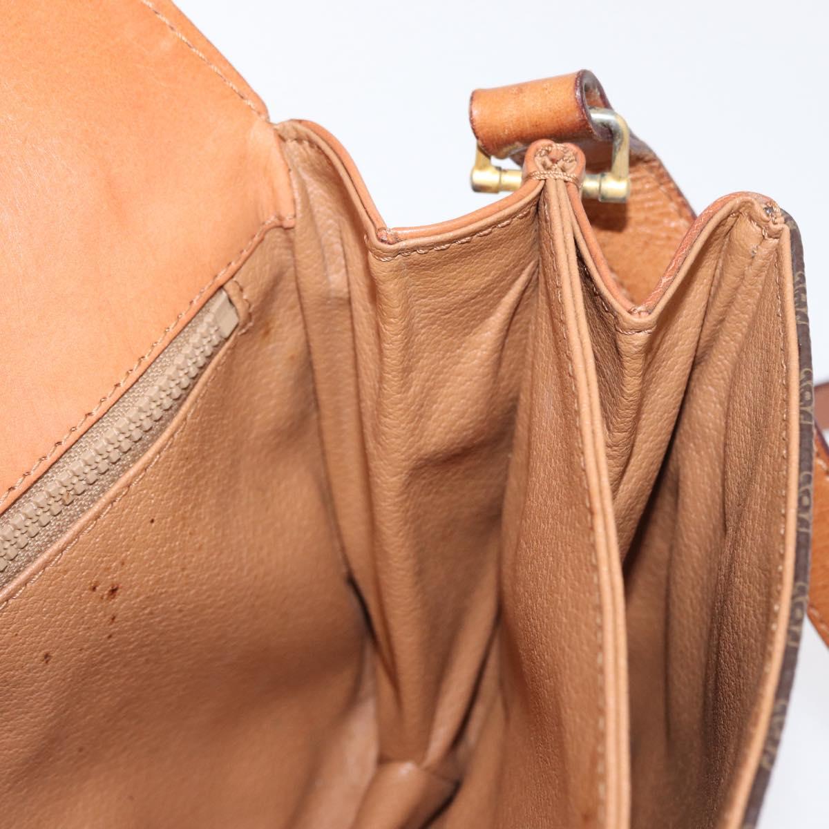 CELINE Macadam Canvas Shoulder Bag PVC Leather Brown Gold Auth 164018