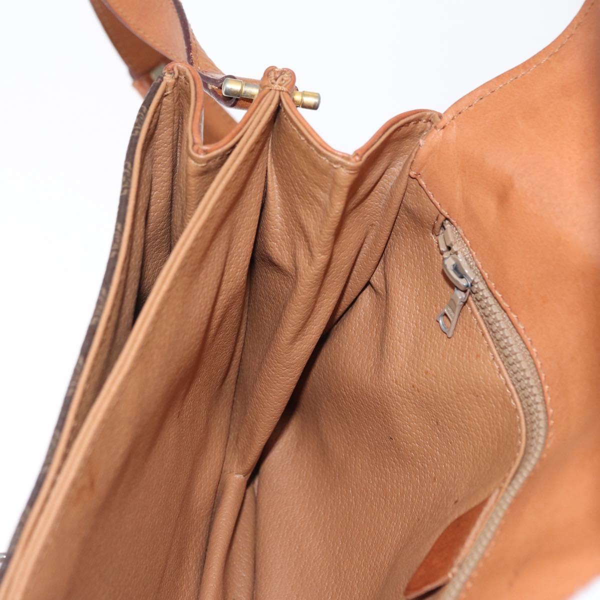 CELINE Macadam Canvas Shoulder Bag PVC Leather Brown Gold Auth 164018