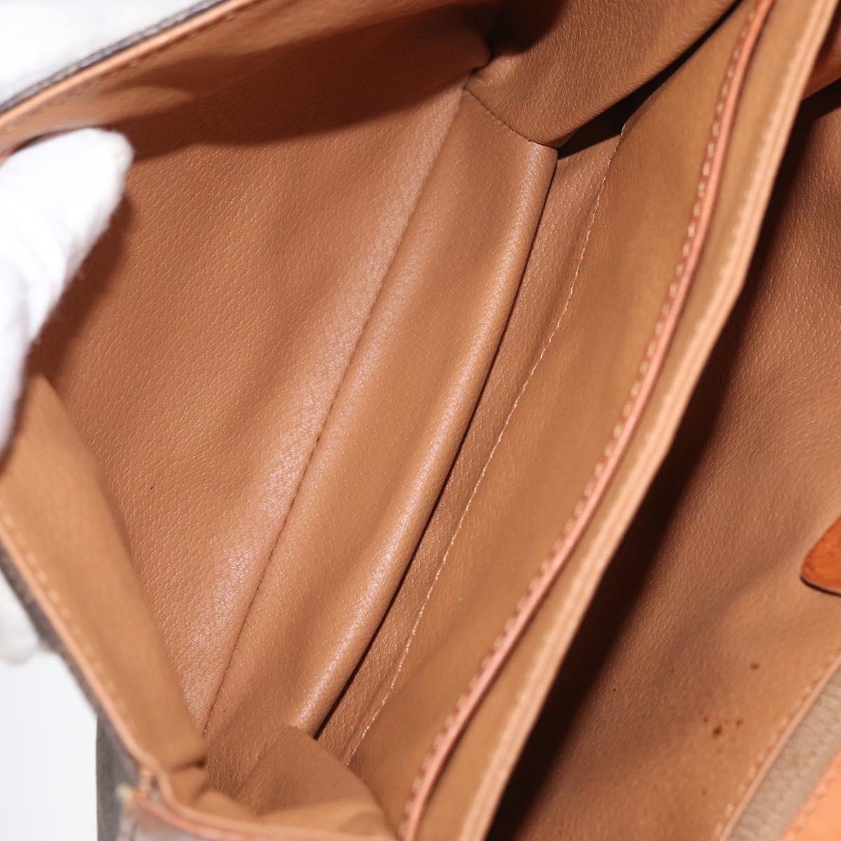 CELINE Macadam Canvas Shoulder Bag PVC Leather Brown Gold Auth 164018